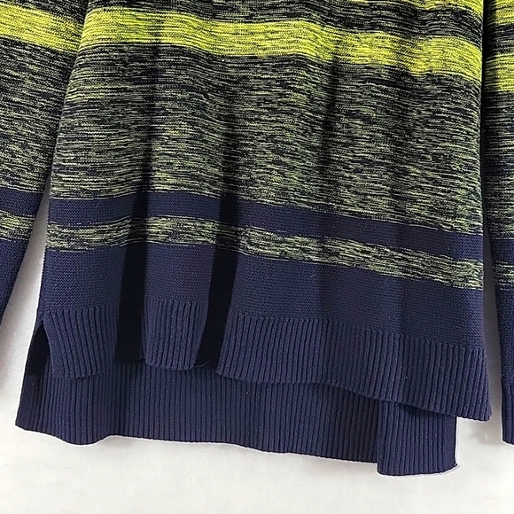 LIZ CLAIBORNE Ombre Neon Yellow Green To Navy Blue Sweater Size L - Picture 5 of 7